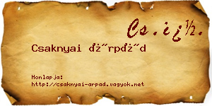 Csaknyai Árpád névjegykártya