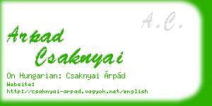 arpad csaknyai business card