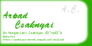arpad csaknyai business card